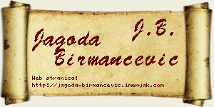 Jagoda Birmančević vizit kartica